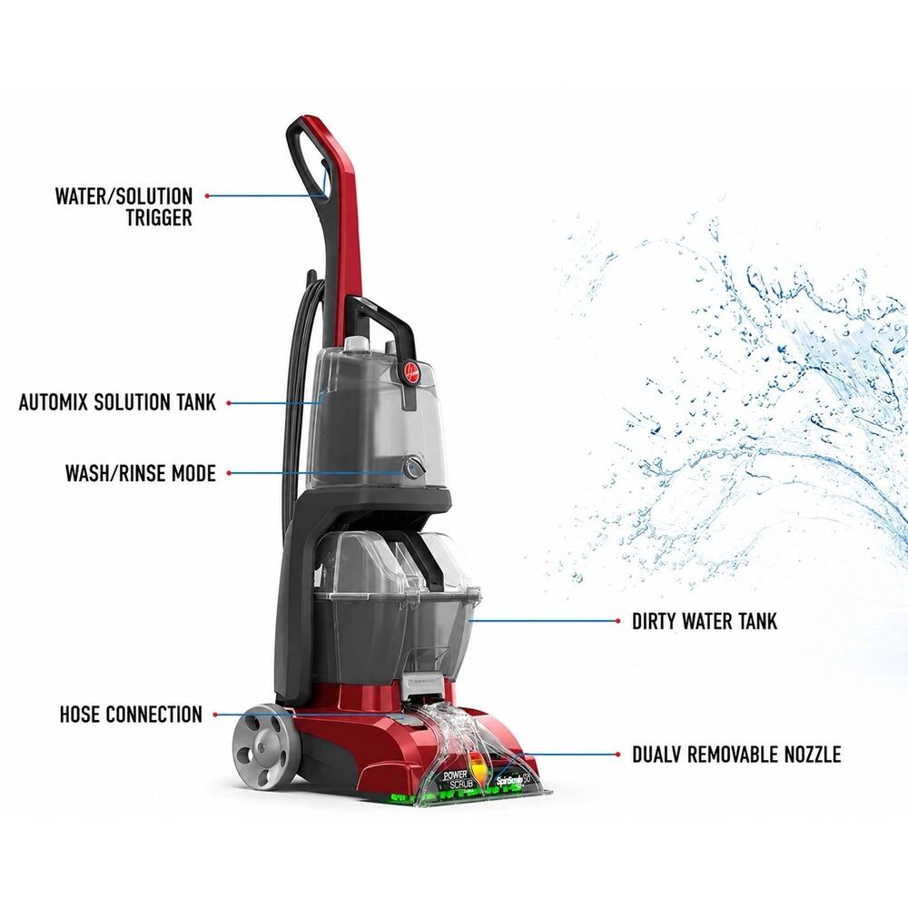 Hoover Power Scrub Deluxe Carpet Cleaner Machine FH50150 Red No Accessories